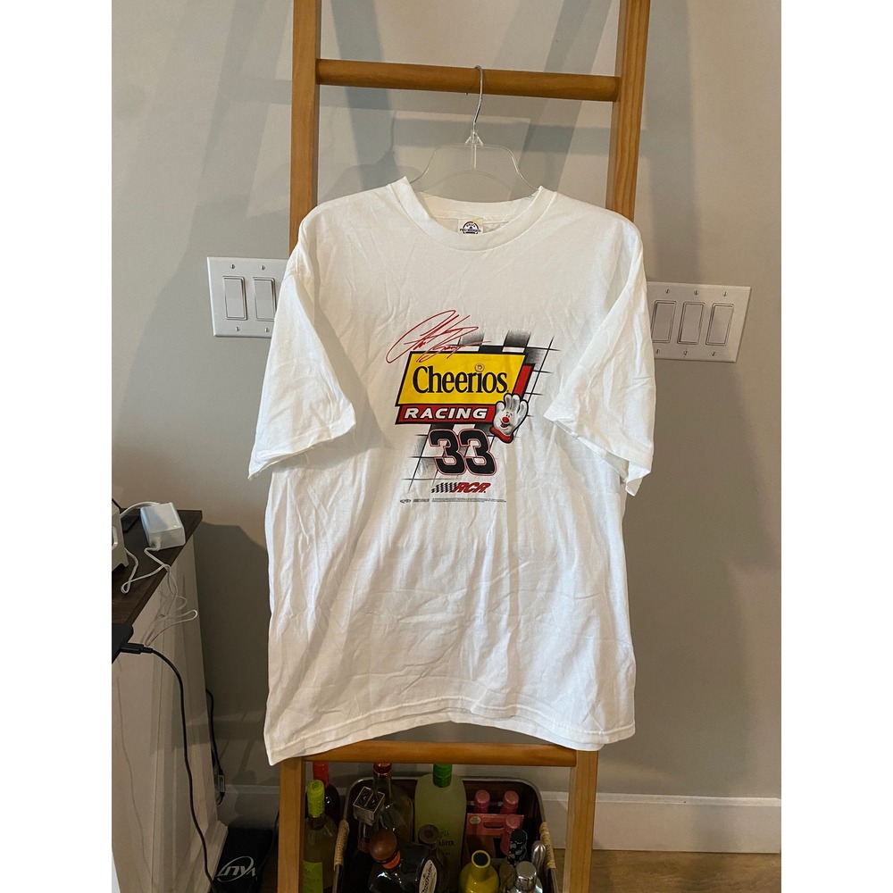NASCAR Cheerios Racing #33 Clint Bowyer RCR Delta Pro Weight White T-Shirt XL